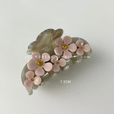 Daiiibabyyy  7.2cm Pink Flower Acetate Hair Claw Clip Rhinestone Butterfly Hair Clip for Women Girls Y2K Fashion Hair Accessories