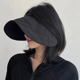 DAIIIBABYYY  -  Big Brim Empty Top Sun Hat Summer Women Anti UV Sunscreen Cap Beach Outdoor Foldable Riding Sport Visors