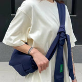 Daiiibabyyy  Interesting One-shoulder Strap Dumpling Bag Unisex Minimalist Solid Color Sleeve Design Large Capacity Soft Back Crossbody Bag