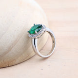 Daiiibabyyy 925 Silver Bridal Jewelry Sets For Women Green Zircon Earrings Rings Pendant Wedding Necklace Set