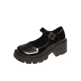 Daiiibabyyy  New Women's Round Toe Chunky Platform Mid Heel Pumps Low Cut Buckle Strap Casual Fashion Shoes for Plus Size High Heels