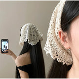 Daiiibabyyy  Floral Lace Bandana for Women Beach Party Formal Scarf Headscarf Boho Summer Outfits Multi-purpose Hair Accessories for Daily