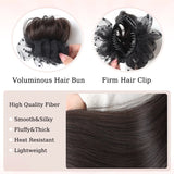 Daiiibabyyy  Synthetic Hair Bun Extensions Wig Claw Clip Bun Hairpiece with Tulle Decoration Balletcore Duckbill Clip Hair Bun for Women Use