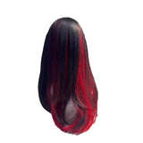 DAIIIBABYYY  -  Black Red Highlight Princess Cut Long Straight Wig Women's Highlight Gothic Simulation Wig Full Headset Fiber Glass Lace Wig