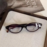 DAIIIBABYYY  -  Retro Oval Glasses Women Girls Y2K Red Green Frame Glass Eyewear Decorative Computer Anti-blue Eyeglasses with Seaside Driving