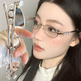 DAIIIBABYYY  -  Metal Oval Shades Women Men Rhinestone Diamonds Sunglasses 2024 Unisex Bling Eyeglasses Frames Uv400 Fashion Eyewear Glasses