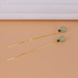 Daiiibabyyy Gold Color Hetian Jade Earrings for Women Green Round Jewelry Girls Gift  Dropshipping Wholesale