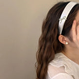 DAIIIBABYYY  - Elegant Silver Bow PU Leather Hair Hoop for Women High Head Top Hairband Unique Headband Hair Accessories