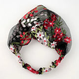 Daiiibabyyy  Women Wide-Brimmed Face Wash Embroidery Floral Lace Turban Headband Headdress Hair Accessories Hair Band