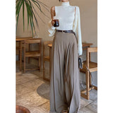 DAIIIBABYYY  -  Elegant Wide Leg Pants Women Fashion Streetwear Pleated Black Suit Pants Office Ladies Korean Baggy Straight Trousers New