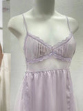 Daiiibabyyy  V-neck Ruffled Nightdress Beautiful Back Suspender Night Dress Sexy Silk Slim Fit Casual Loungewear Women Homewear Night Suits