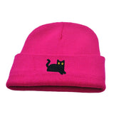 Daiiibabyyy  Sweet Cute Embroidered Cat Knitted Hat Warm Wool Knit Cap Ear Protection Embroidery Winter Caps Sports