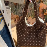 Daiiibabyyy  Korean Women Fashion Grunge Fur Bag Vintage All Match Streetwear Ins Handbags Casual Y2k Aesthetic Trendy Shoulder Underarm Bags