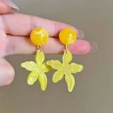 Daiiibabyyy  Trendy Summer Dopamine Colorful Acrylic Starfish Dangle Earrings for Women Summer Ocean Beach Vacation Jewelry Accessories Gifts
