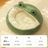 DAIIIBABYYY  -  Plush Warm Green Cat Dog Beds Nesting Basket Frog Shape Cartoon Cat Kennel Beds Pet Accessories