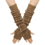 Daiiibabyyy  2PCS Women's Knitted Arm Warmers Gloves: Cable - Knit Design, Fingerless, Warm & Stylish For Autumn, Winter, Daily Wear, Office