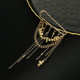 Daiiibabyyy  Irregular Square Beaded Tassel Chain Brooch for Women Exquisite Rivet Dangle Pants Chain Pin Versatile Clothing Accessories Gift