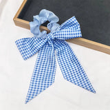 DAIIIBABYYY  -  Printed Bow Hair Rope Elegant Ribbon Ponytail Hair Band For Women Sweet Rubber Band Hair Ring Fashion Headdress Hair Accessories