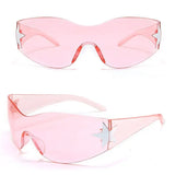 Daiiibabyyy  Cyberpunk All Inclusive Star Sunglasses Female Pilot Transparent Y2K Millennium Sunglasses Sports Cycling