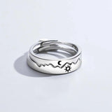 Daiiibabyyy  2Pcs Sun Moon Lover Couple Rings For Women Men Silver Color Adjustable Open Finger Ring Wedding Jewelry Valentine's Day Gifts