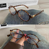 Daiiibabyyy -  Y2K Retro Oval Frame Anti-Blue Light Glasses Sweet Cool Girls Black White Eye Glasses Vintage Simple Women Plain Glasses Eyewear