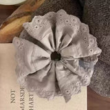 Daiiibabyyy  1pc Oversized Gray Lace Scrunchie, High-End Hair Tie Suitable for Low Topknots & Ponytails, Hair Accessory