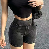 Daiiibabyyy  Elastic Waist Sports Short Jean Pants Woman Harajuku Fashion Cheap Aesthetic Elasticty To Wear Denim Shorts for Women