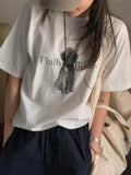 DAIIIBABYYY  -  Korean 2025 Circle Haired Puppy Letter Printed Short Sleeved T-shirt Women Summer New Design Niche Loose Top