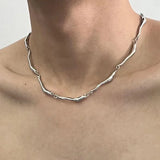 Daiiibabyyy  Irregular Minimalist Geometric Chain Splicing Clavicle Chain Men and Women Hip Hop Chilly Fashion Jewelry Necklace