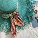 Daiiibabyyy  Summer straw hat 100% paper green ladies summer beach sun protection flat top straw hat шляпа женская летняя