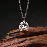 DAIIIBABYYY  -  U-shaped horse animal pendant necklace stainless steel women's horseshoe neck chain animal jewelry Valentine's Day party gift