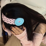 Daiiibabyyy  Summer Colorful Large Button Wave Point Hairband Korean Ins Y2K Retro Elastic Hairband Blogger Same Style Trendy Cool Hairband