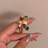 DAIIIBABYYY  -  Vintage Natural Stone Malachite Glass Multi-pendant High-grade Fringe Open Ring Women's Wedding Party Jewelry