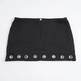 Daiiibabyyy  Gothic Solid Hollow Out Bodycon Skirts Dark Sexy Slim Low-Waisted Super Mini Skirts Women Summer Fashion Streetwear Ladies