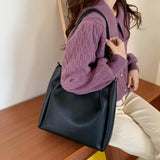 Daiiibabyyy Autumn New Brand Design Solid Color Pu Leather Large Capacity Tote Bag High Quality OL Commuter Shoulder Bag Bolsa Feminina