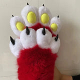 Daiiibabyyy  New Kawaii Animal Paw Gloves, Plush Cosplay Claw Mittens with Movable Nails for Anime Costume Party