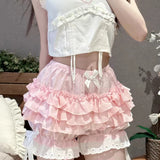 Daiiibabyyy  Layered Womens Lace Ruffle Bloomers Shorts Pettipants Victorian Pumpkin Pants Panties Booty Shorts Lolita Dress Safety Shorts