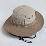 Daiiibabyyy  Japanese Drawstring Sunshade Fisherman Hat, Men's And Women's Big head Outdoor Mountaineering And Fishing Summer Hat