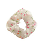 DAIIIBABYYY  -  2024 Simple Sunny Cherry Mesh Scrunchies Large Hair Ropes Ties Women Elegant Up-do Hair Bands Gum Ponytail Holder White Headwear