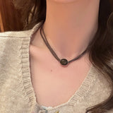Daiiibabyyy  Draweye Rivets Necklaces for men Punk Style Beads Patchwork Chokers Jewelry Fashion Hiphop Vintage Collares Para Mujer