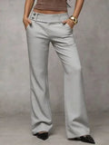 Daiiibabyyy  Spring Women's Clothing High Waist Wide Leg Pants For Woman Flowy Slimming Casual Trousers Polyester Full Length Elegant