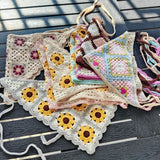 Daiiibabyyy  New Spring Summer Travel Headgear Handmade Knitted Headband Women Japan Korea Sweet Strap Headscarf Photo Triangle Towel