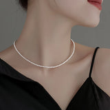 Daiiibabyyy S925 Shell Pearl Choker Women Simple Handmade Strand Bead Necklace 2023 Trendy Jewelry for Women Girls Wedding Necklaces NK165