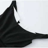 Daiiibabyyy 2024 Summer Elegant Off Shoulder Contrast Colors Mini Dress Women Slash Neck Sleeveless Backless Pleated Party Streetwear Robe