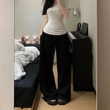 Daiiibabyyy  Loose High Waist Grey Sweatpants Women 2025 Casual Wide Leg Sport Pants Women Korean Fashion Streetwear Oversize Trousers Mujer