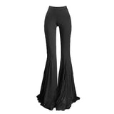 DAIIIBABYYY  -  Lounge Stitch Tulle Yoga Pants Women Black Solid Slim Bootcut High Waist Bell Bottoms Workout Leggings Female Clothes