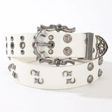 Daiiibabyyy  Retro Fashion PU Leather Rivet Belt for Men Spicy Girl Studs Y2K Belt Black White Metal Men Waistband Belt Jeans Accessories