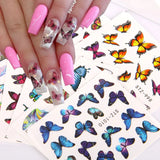Daiiibabyyy 30pcs Colorful Butterfly Nail Stickers Slider Water Transfer Decals Flower Design Nails Art Tips Decorations Manicure Wraps
