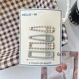 Daiiibabyyy  Retro Morandi Plaid BB Hair Clips Korean Style Early Autumn Daily Side Bang Clip Nape Baby HairClips for Women and Girls 1 Set