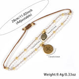 DAIIIBABYYY  -  Handmade Double Strand Crystal Bracelet with Gold Plated Coins Elegant Women Accessories